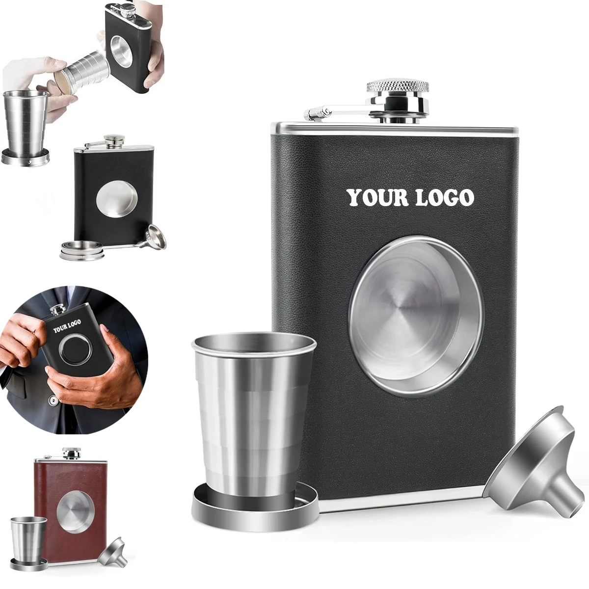 Whiskey Hip Flask With Collapsible Shot Glass & Funnel 1