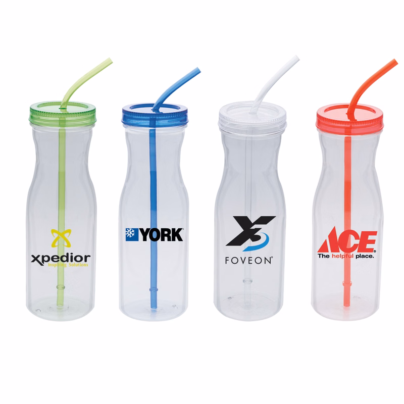 28 Oz. Carafe Shaped Tritan™ Bottle w/Lid & Straw