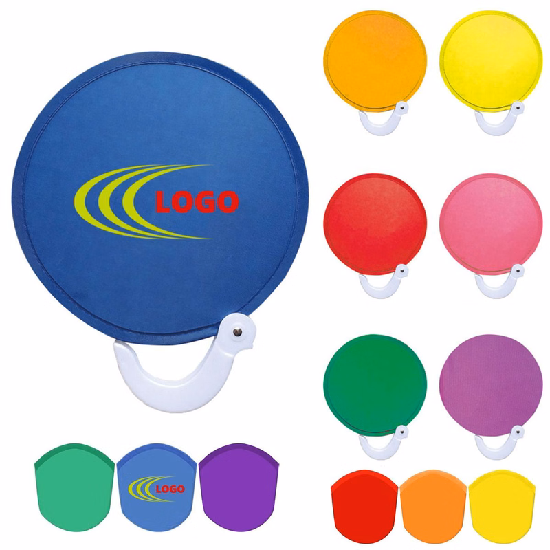 Portable Handheld Round Folding Nylon Flying Disc Fan With Handle