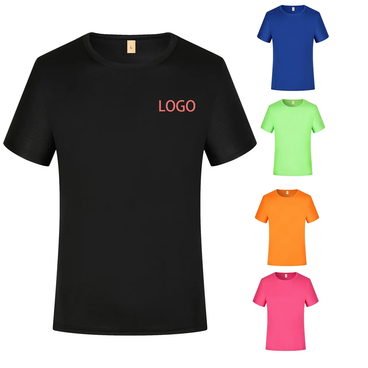 Polyester Small Plaid Round Neck Quick-Drying T-shirt 1