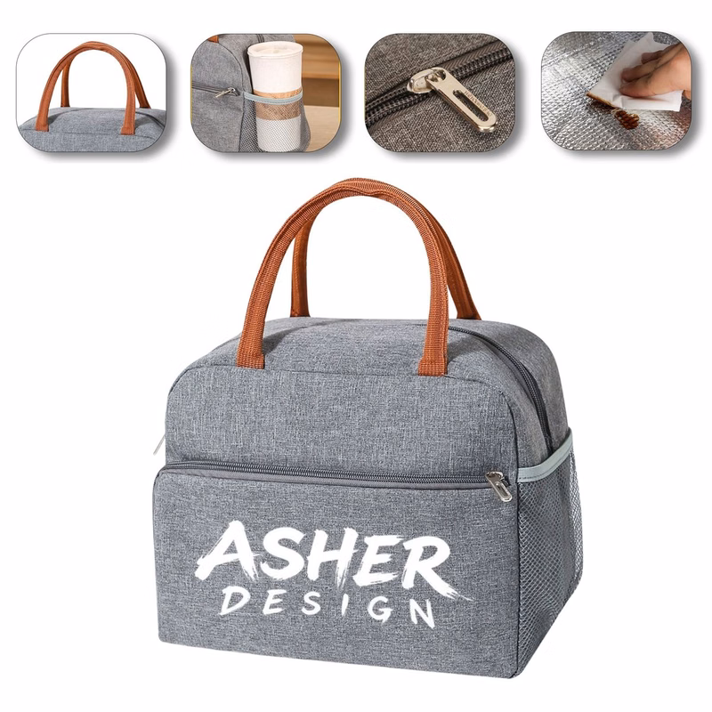 Insulated Oxford Lunch Bag, Side Mesh Pocket