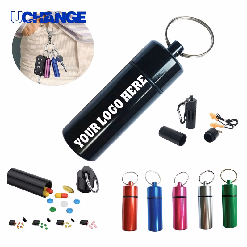 Health Small Portable Pill Case with Keychain Organizer