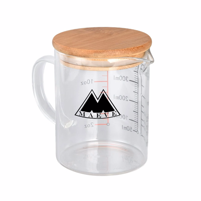 12oz Glass Measuring Cup with Handle Bamboo Lid