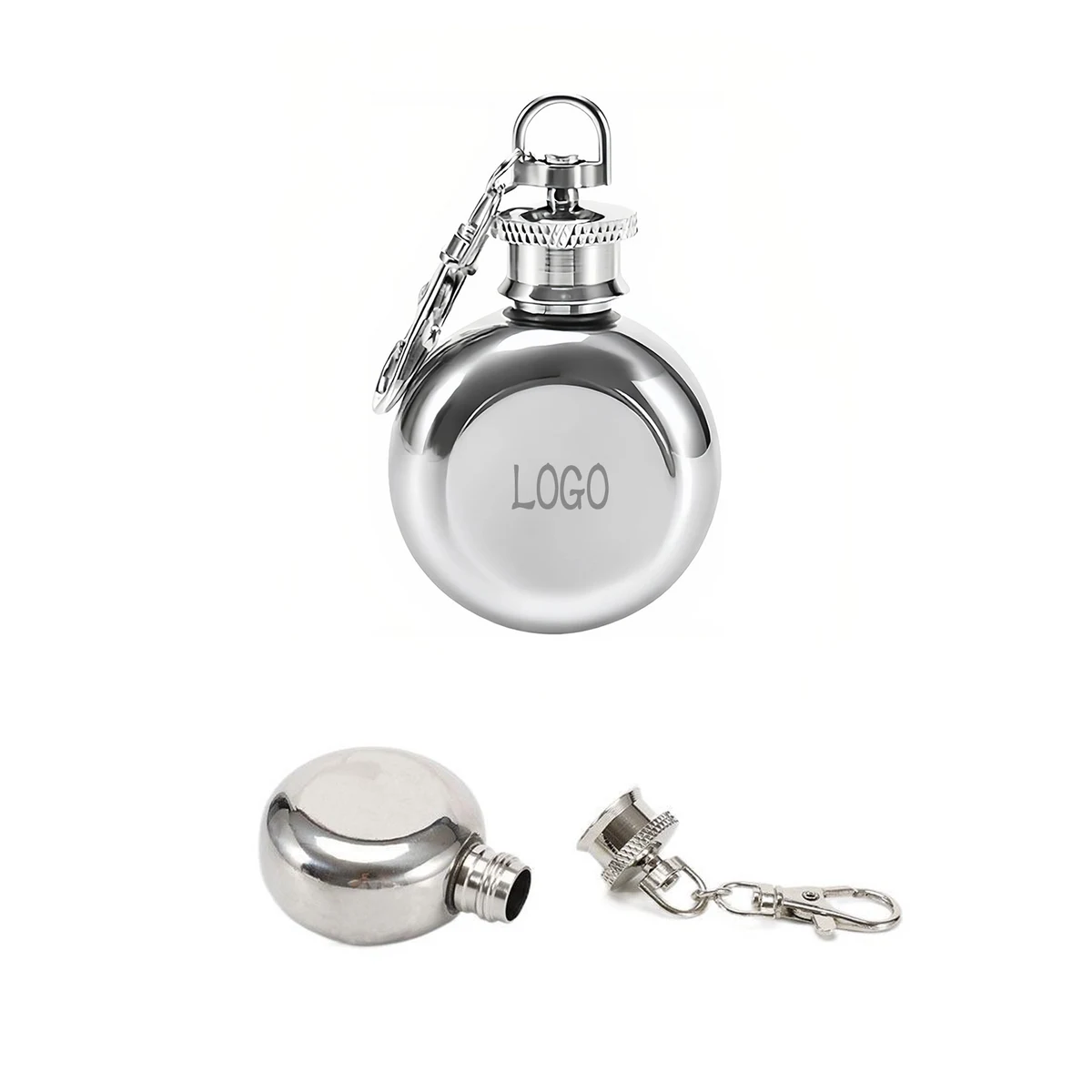 1-ounce Portable Stainless Steel Flask, custom water bottle with logo imprint 1
