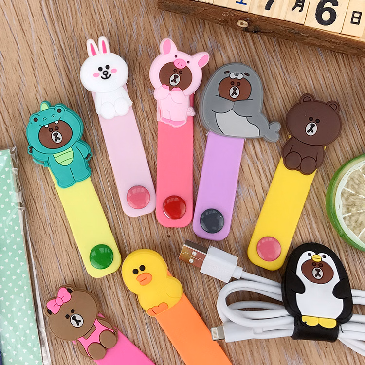 Cute Cartoon Animal Headphone Wire Ties,Fruit Shape Headphone Cord Winder, USB Cable Manager Keeper