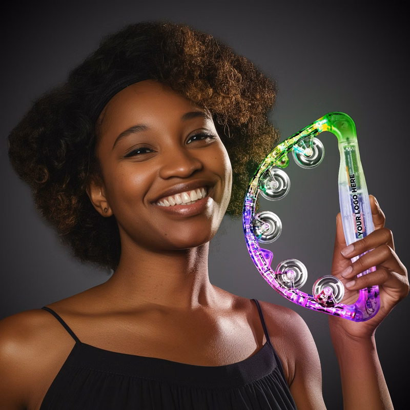 Clear 9" Light Up Glow Tambourine