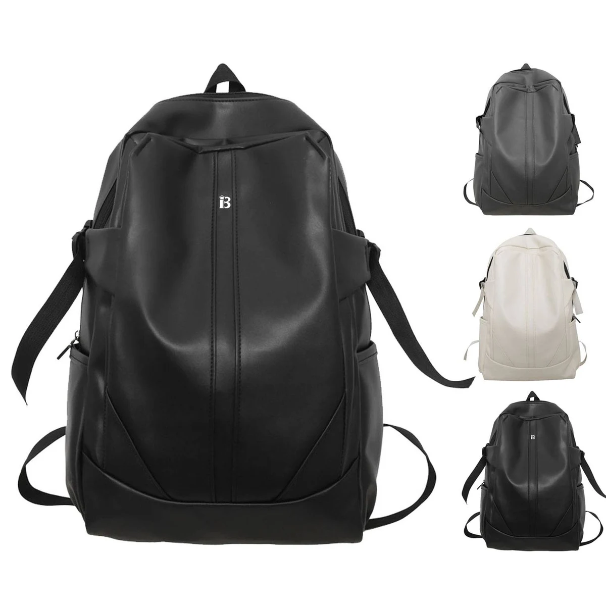 Large Capacity Waterproof Durable PU Leather Backpack 1