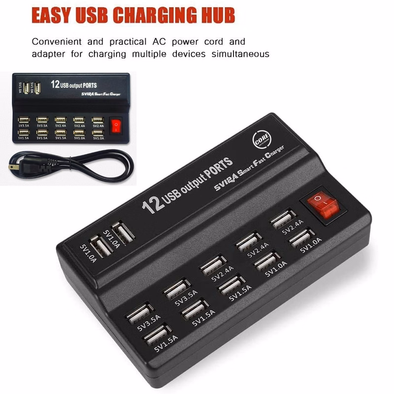 12 USB Output Ports Smart Fast Charger
