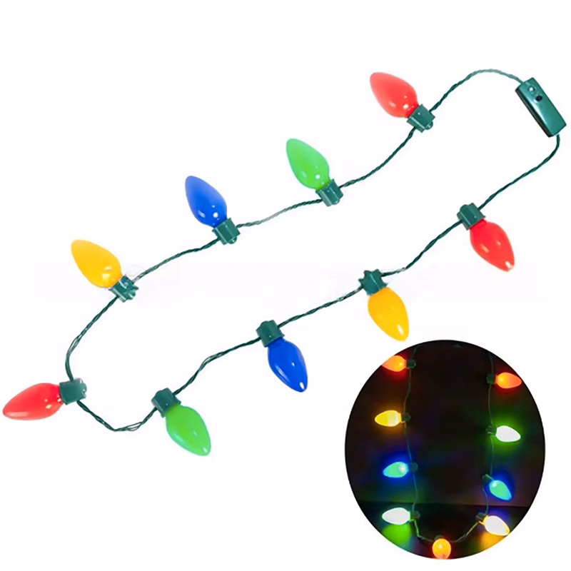LED Light-Up Holiday Bulb Necklace