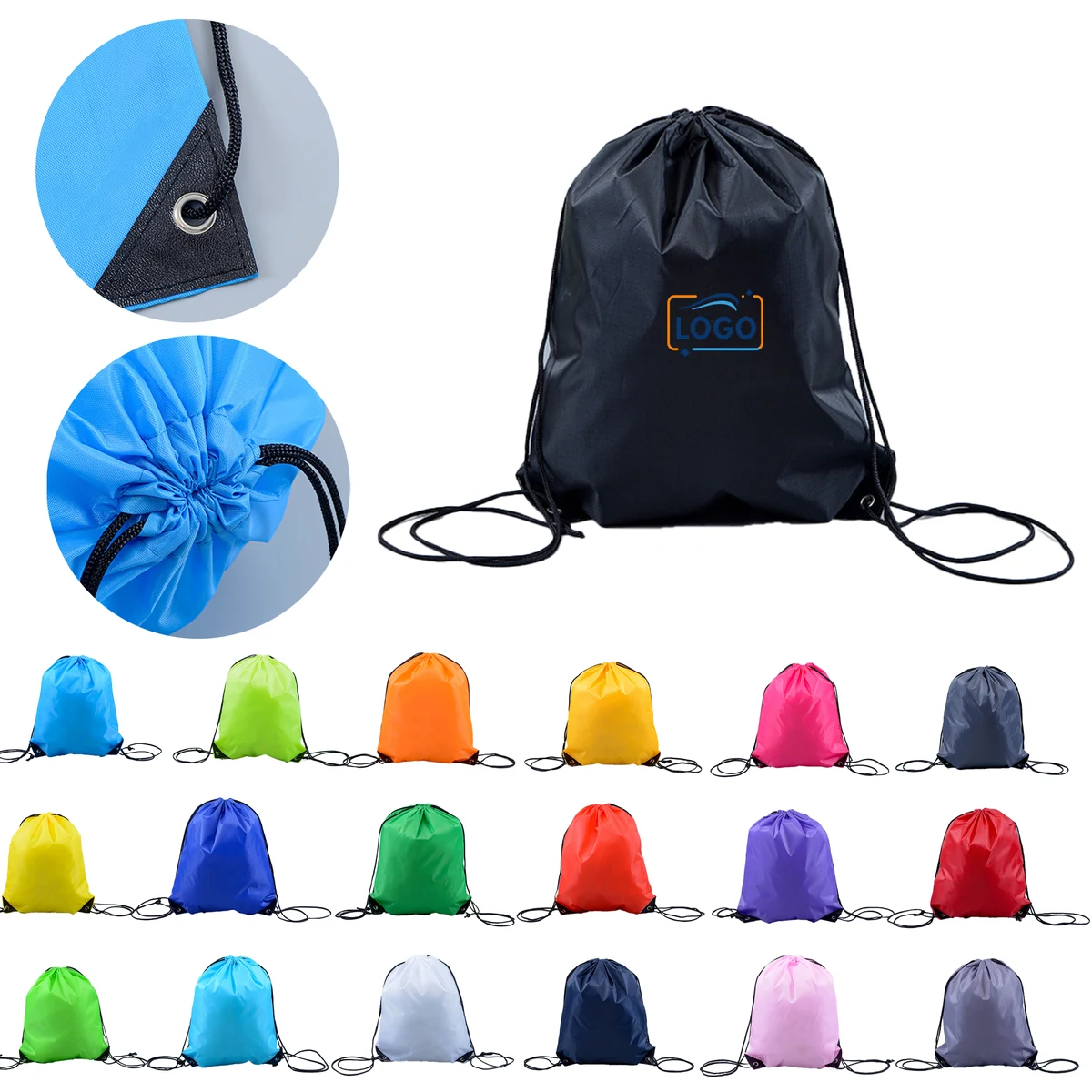Custom Logo 210D Polyester Cinch Sack for Events & Gyms 1