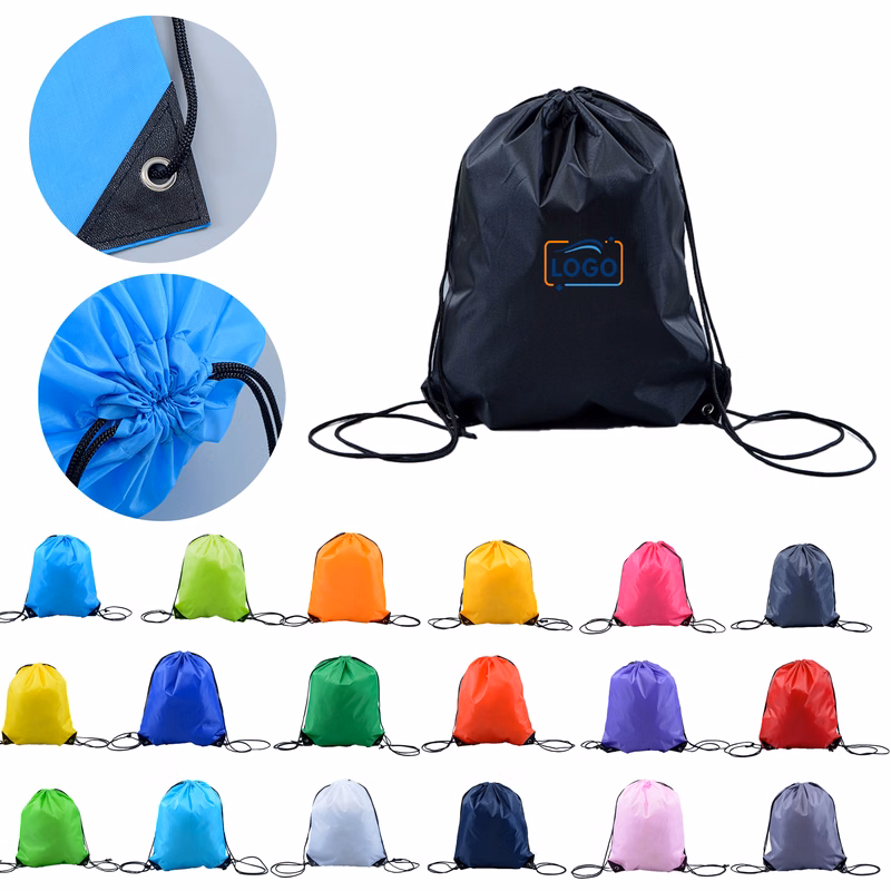 Custom Logo 210D Polyester Cinch Sack for Events & Gyms