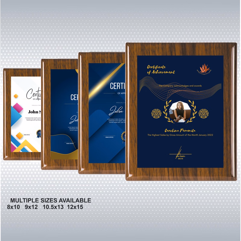 Walnut Piano Wood Plaque w/Full Color Sublimated Plate