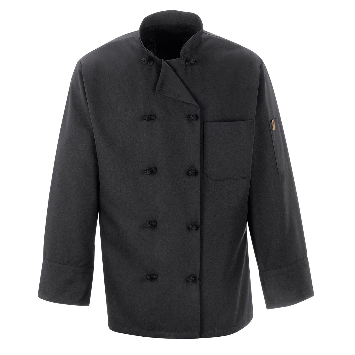 Red Kap® Black Chef Coat Ten Knot Buttons 1