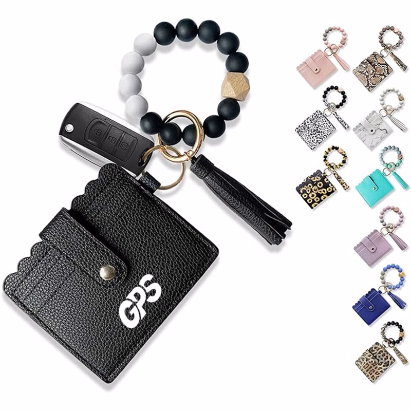 Silicone Chain Beaded Bangle with Card Holder