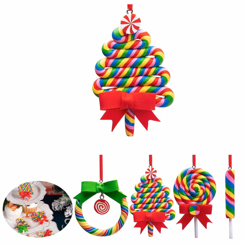 Vibrant Christmas Lollipop Ornaments with Rainbow Colors