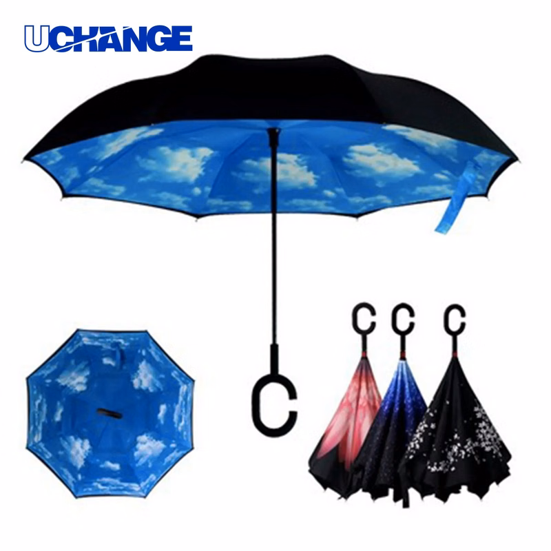 Reverse Upside Down Umbrella With C-Shaped Handle for Cars
