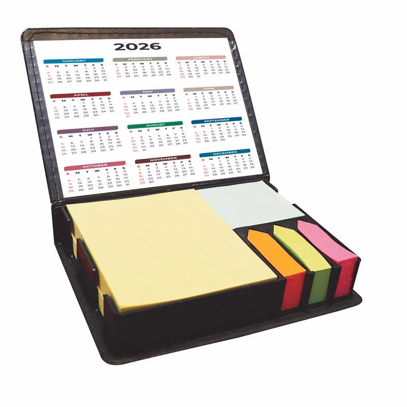 Small Batch -Leatherette Flip-Top Calendar Box with Sticky