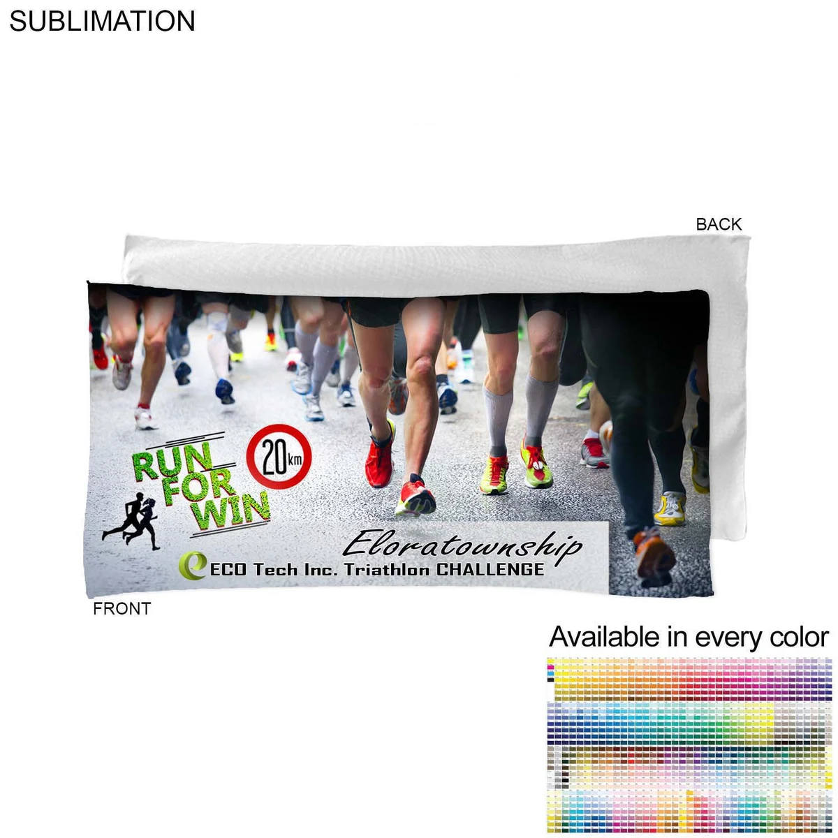 Absorbent Microfiber Dri-Lite Terry Marathon Towel, 22x44, Sublimated Edge to Edge 1 side 1