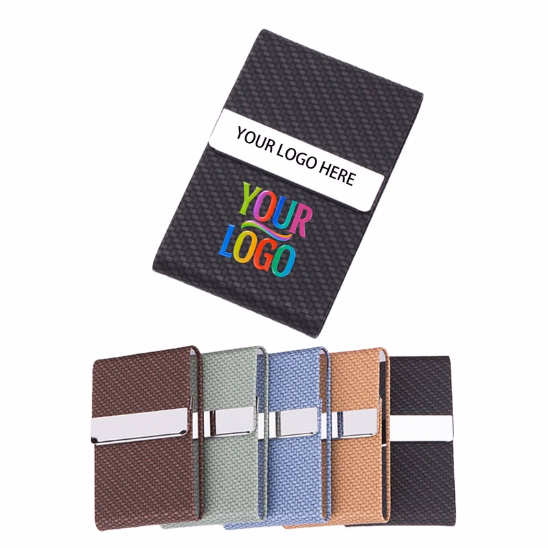 Leatherette Business Card Holder With Metal Lid