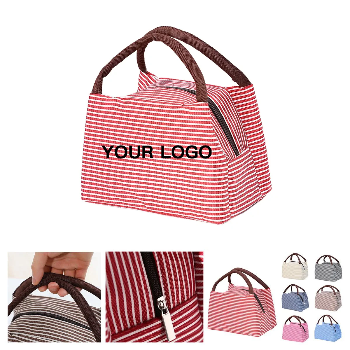 Insulated Lunch Bag with Striped Design 1