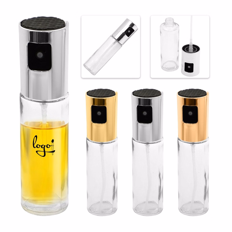 Transparent Glass Press Spray Oil Bottle for Olive Oil
