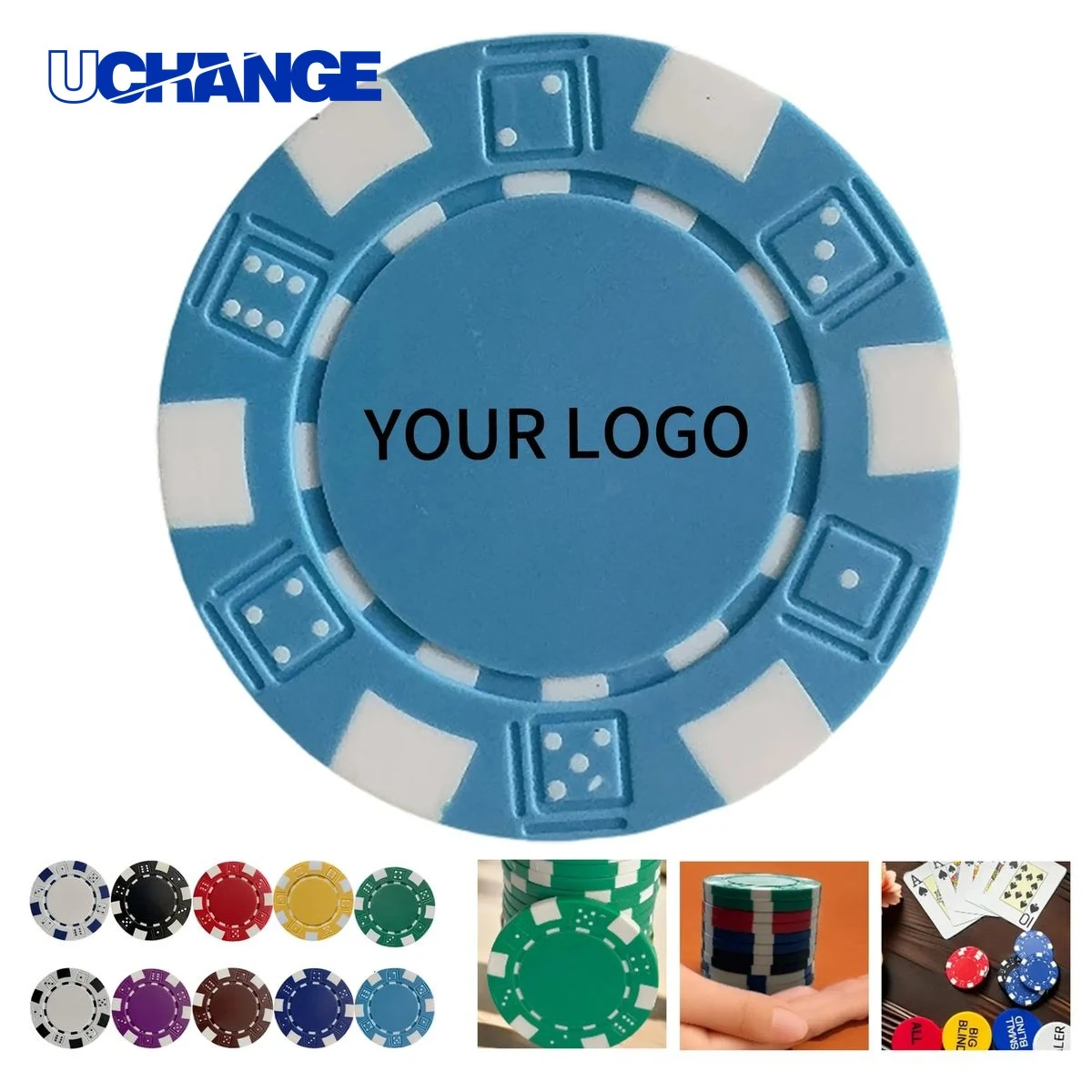 ABS Poker Chip 1.6 Inch Dice Stripe Game Chip 1