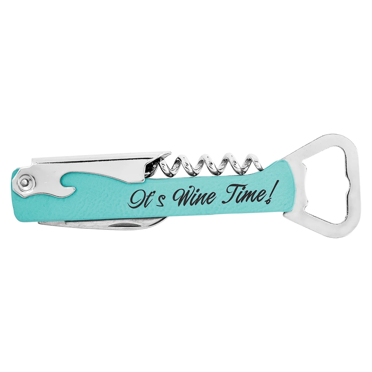 Teal Leatherette Wine Bottle Opener 1