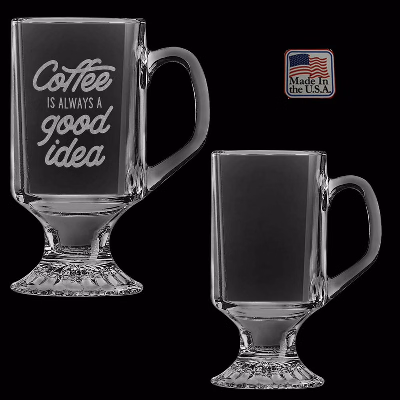 10 oz. Clear Glass Footed Coffee MugMade in USA