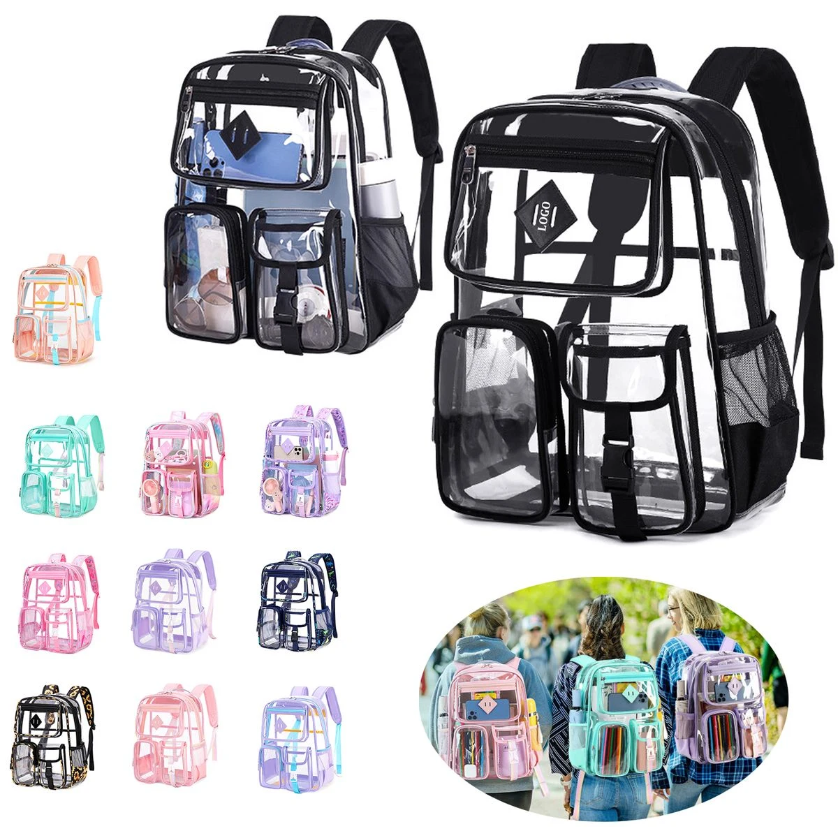 Large Clear Waterproof PVC Backpack 1