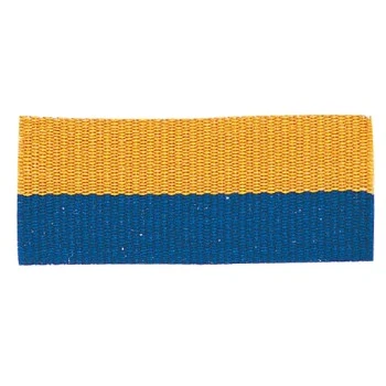 Blue/Gold "V" Neck Ribbon with Clip, 1 1/2" wide 1