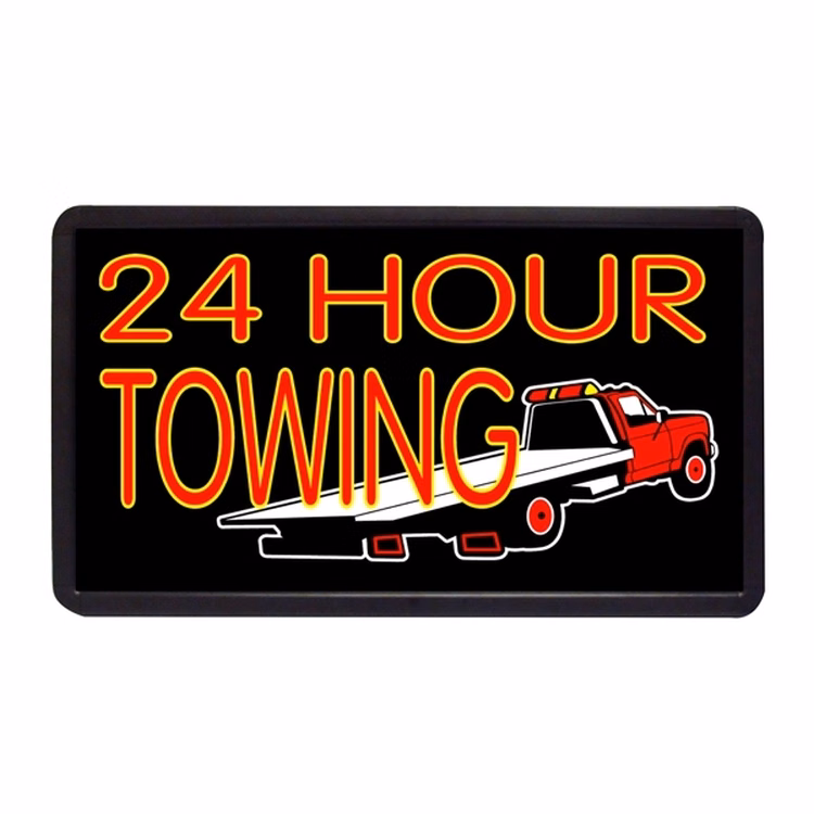 24 Hour Towing 13" x 24" Simulated Neon Sign