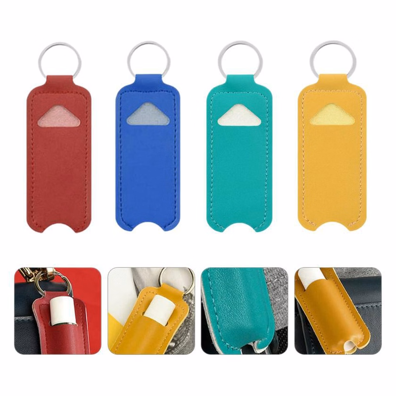 Pu Chapstick Holder Portable Keychain