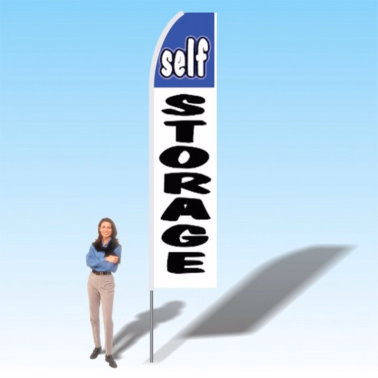 15FT Self Storage Blue White Advertising Banner Flag