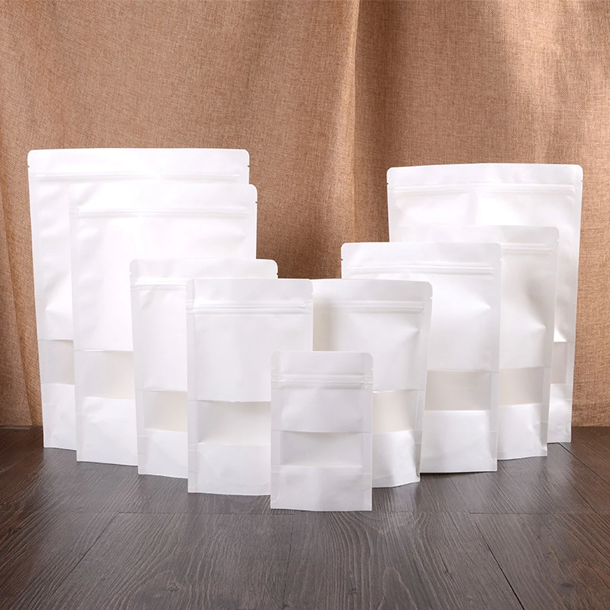 Custom Reusable Ziplock White Kraft Paper Food Storage Bag 1