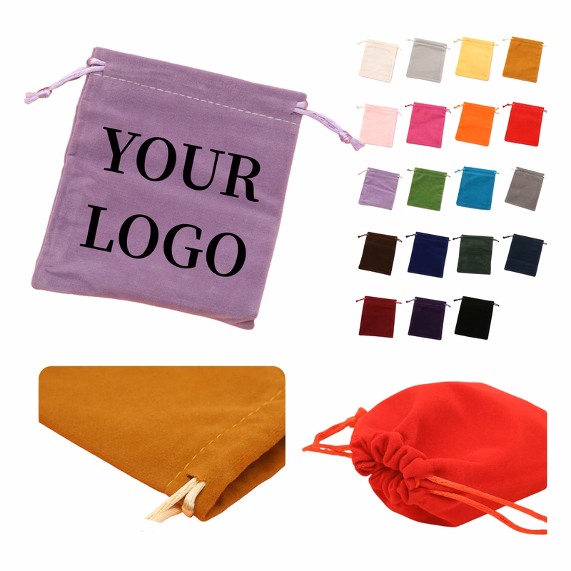 Flocking Drawstring Pouch Storage Bag