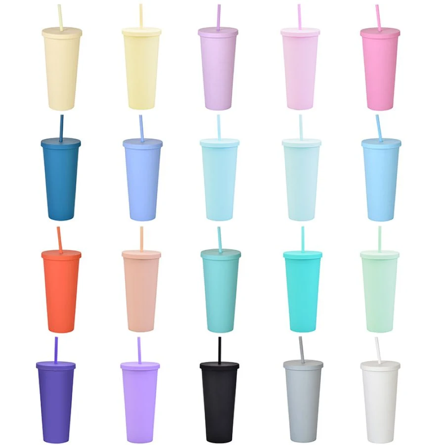 Double Layer Plastic Straw Cup 1