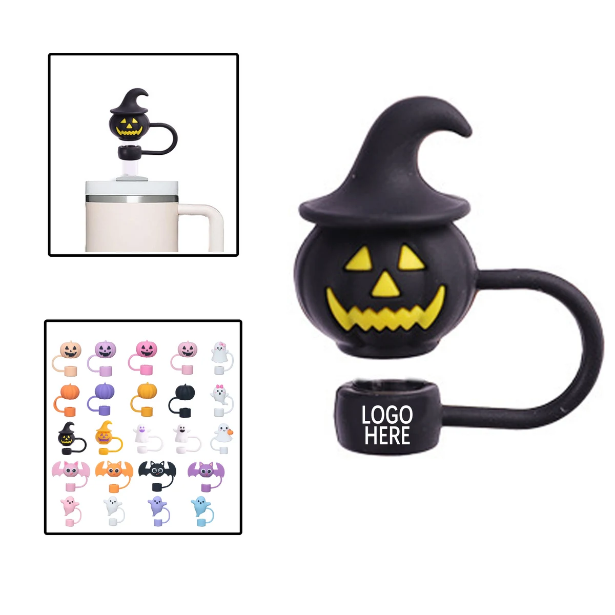 Custom Halloween Straw Topper Reusable PVC 1