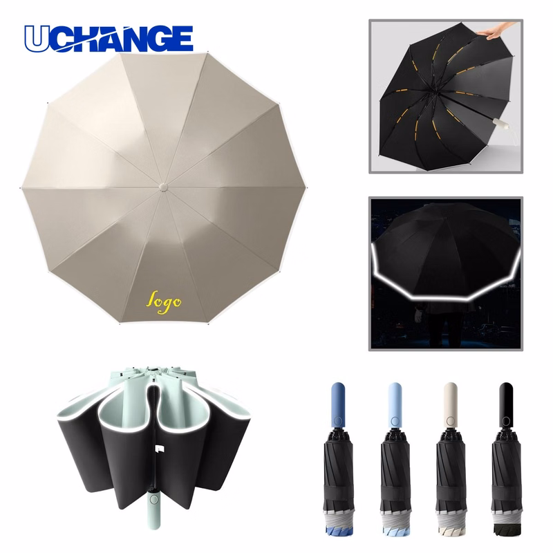 Reflective 20-Rib Auto-Open Compact Umbrella