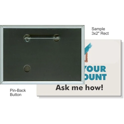 Pin-back 3 X 2 Inch Rectangular Button 1