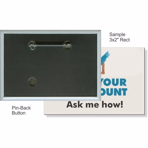 Pin-back 3 X 2 Inch Rectangular Button