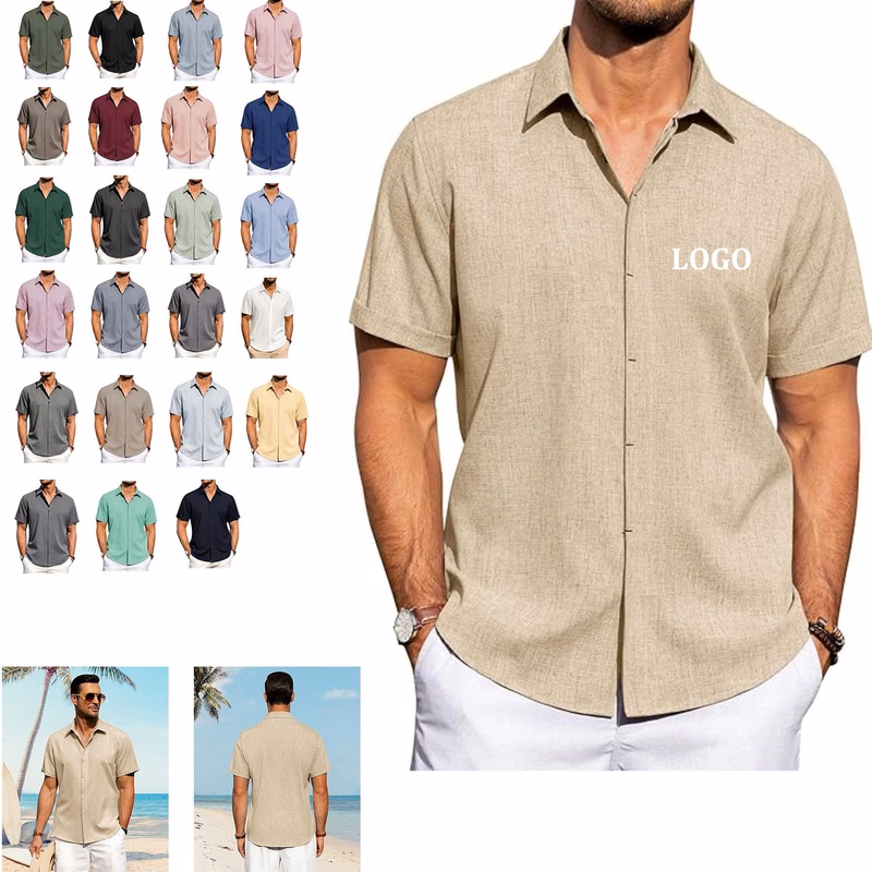 Men's Linen Casual Short Sleeve Shirt