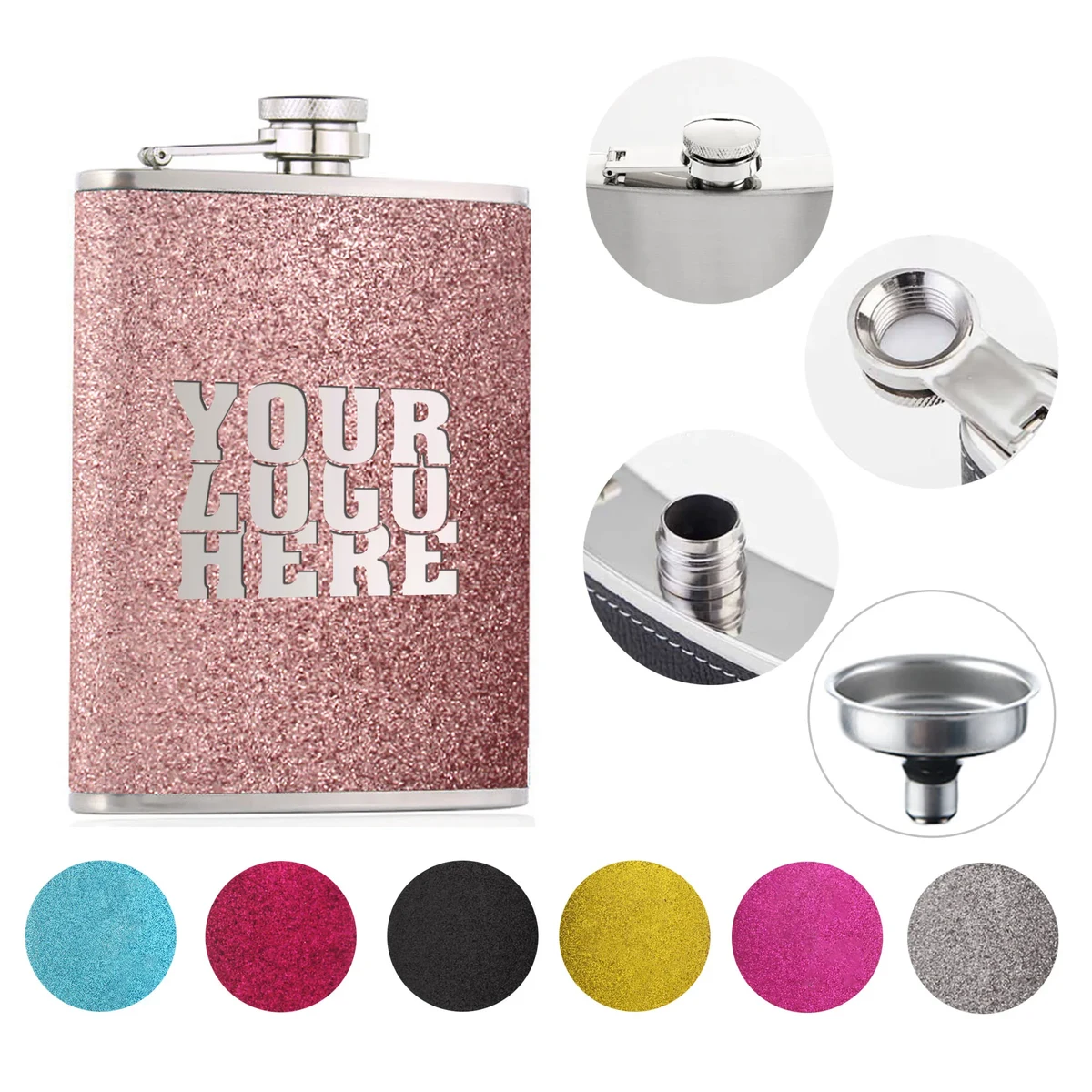8OZ Shiny Stainless Steel Vodka Flask With Funnel 1