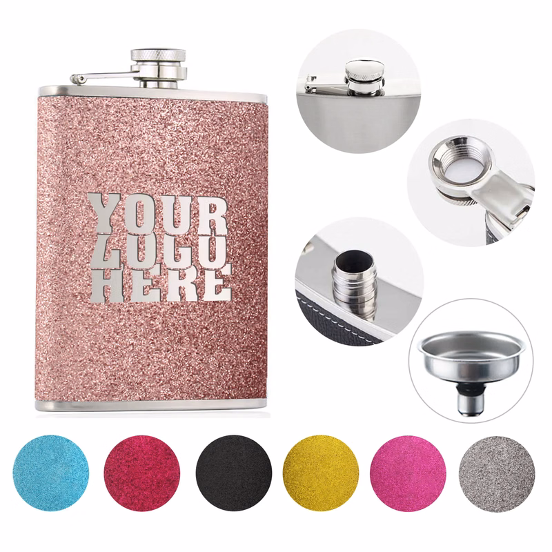 8OZ Shiny Stainless Steel Vodka Flask With Funnel