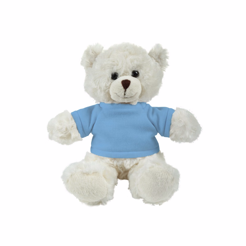 soft plush  Cream Curly Sitting Bear with t-shirt