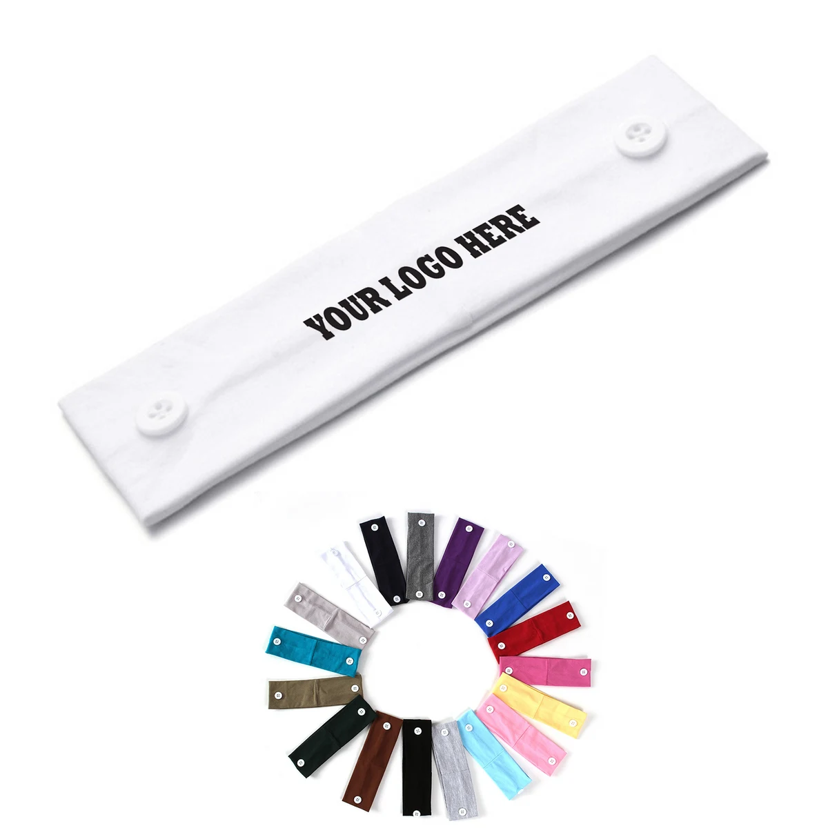 Button-Fastened Cotton Headband 1