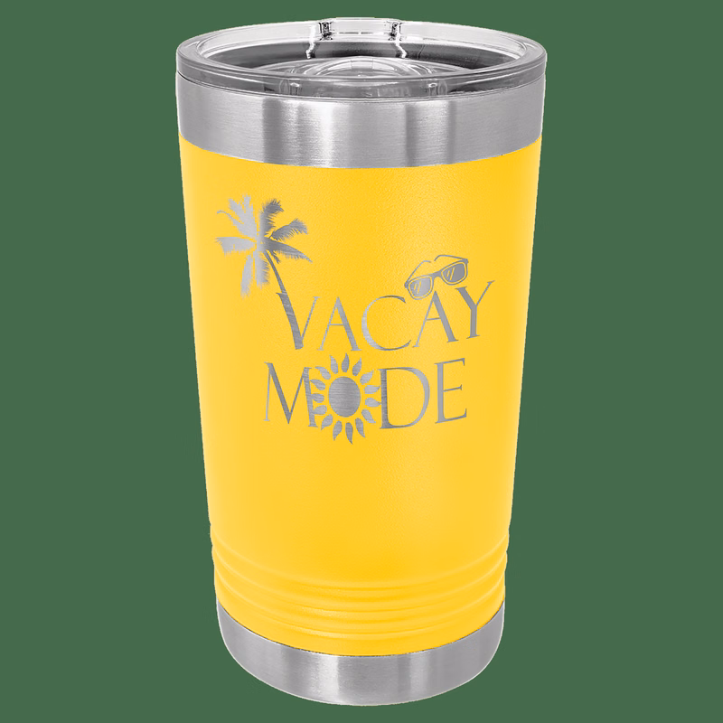16 oz. Yellow Laser Engraved Polar Camel Pint Tumbler w/Slider Lid