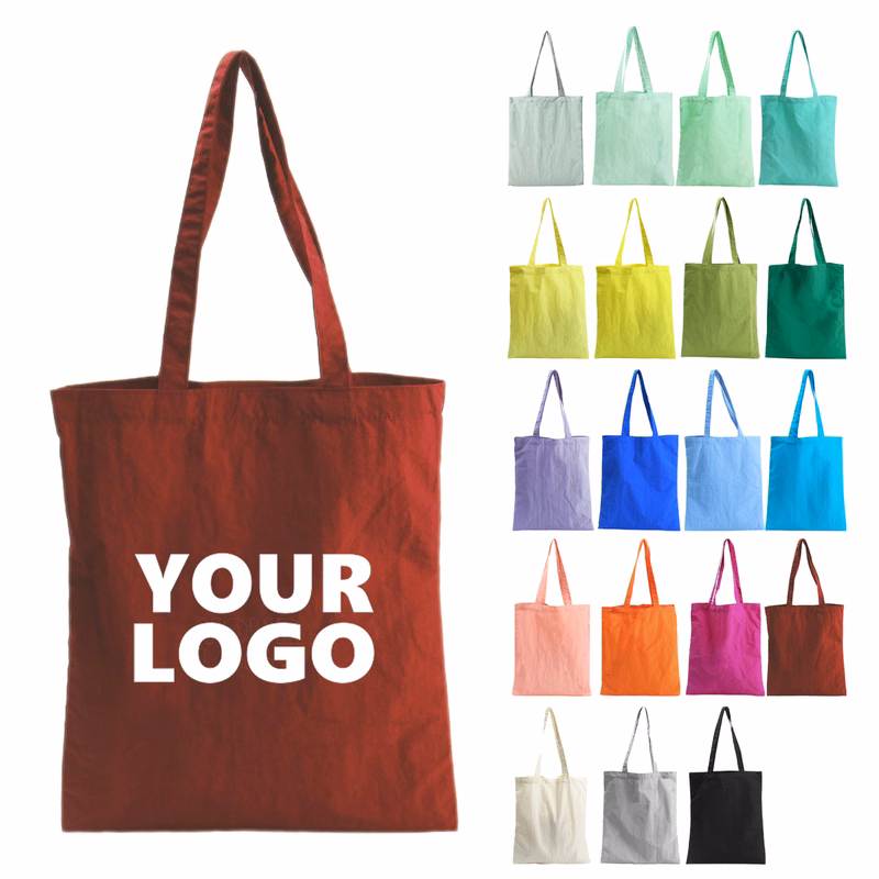 Crinkled Nylon Shopping Tote Bag