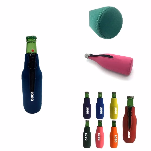 Customized Ring Zipper Collapsible Neoprene Bottle Cooler