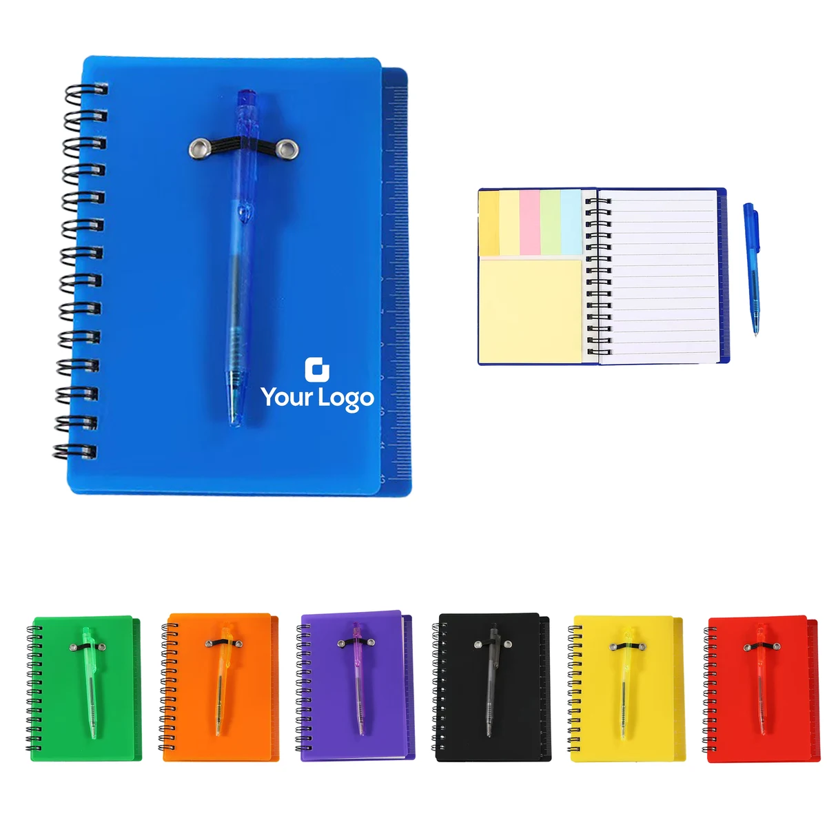 Spiral Notebook with Pen and Sticky Notes for Office 1