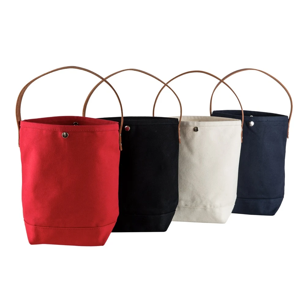18 Oz. Super Heavy Canvas Bucket Tote w/Leather Handle 1